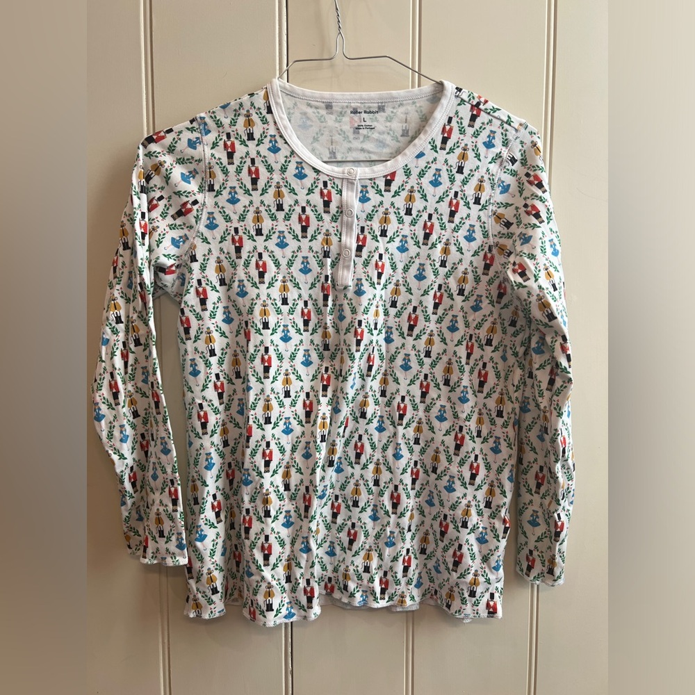 WOMEN Roller Rabbit Nutcracker limited edition PJ top size L